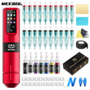 1pc/set Complete Tattoo Machine Kit Wireless, 20 Cartridge Needles, 7 Inks, Tattoo Pen Set,Permanent Makeup Tool for Tattoo Art - M & M Global