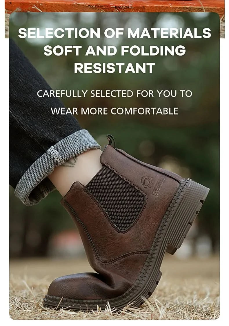 Anti-smash and anti-puncture work shoes high top four seasons safety shoes