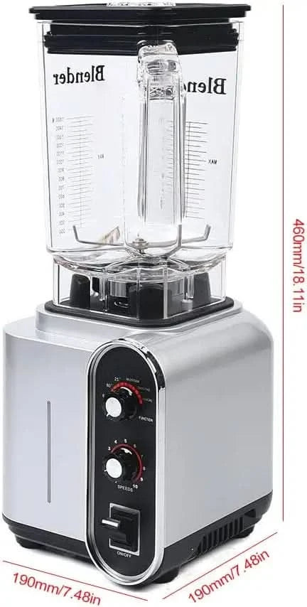Soundproof Blender,110V 2200W 1.5L Commercial Fruit Juice Smoothie Maker With Shield Quiet Sound Enclosure for Puree, Ice Crush, - M & M Global