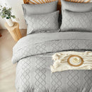 Tufted Boho Comforter Set - Farmhouse Shabby Chic Embroidery Bed Set, Soft Jacquard Comforter, Queen, King