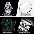 POEDAGAR Luxury Sports Man Wristwatch Waterproof Luminous Chronograph Date Quartz Men's Watches Casual Stainless Steel Men Watch