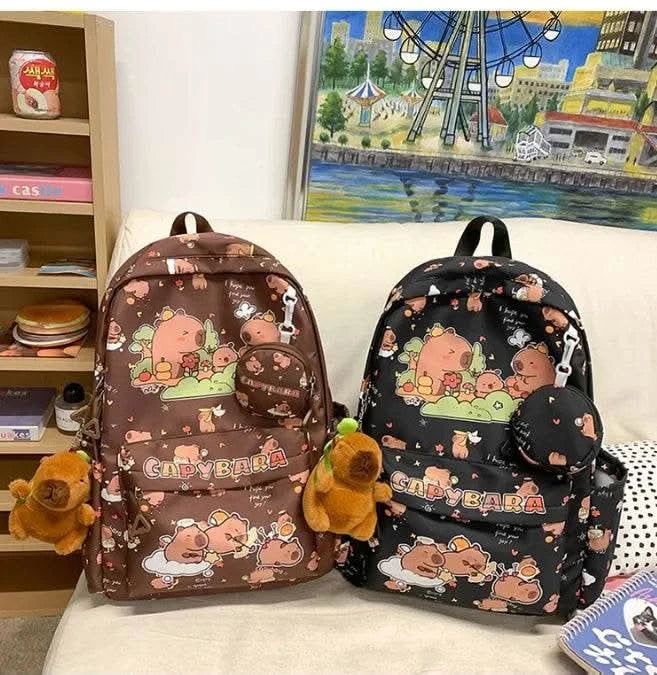 Cute Capybara Backpack for Girls Boys Student Teenager Children's Rucksack Women Cute Casual School Bags Kids Birthday Gift Toy - M & M Global