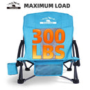 Tisetrail 2 Pack Portable Beach Chair with Cooler Bag Low Back Sling Chair with Cup Holder Folding Mesh Sand Chair Portable