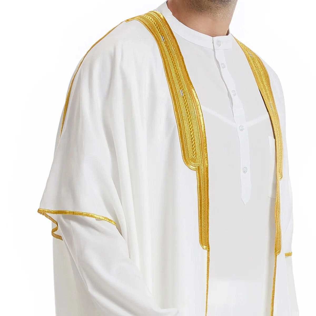 Muslim Arab Men Thobe Thawb Caftan Eid Jubba Thobe Mens Cardigan Abaya Long Dress Ramadan Robe Saudi Arab Musulman Caftan Dubai - M & M Global