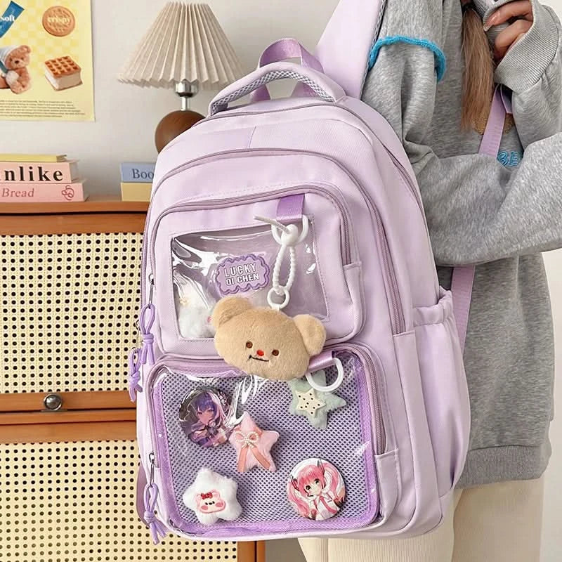 Japanese Style Kawaii Backpack Girls Transparent Ita Bag Women Large Capacity Backpack Fashion School Bag for College Student JK - M & M Global