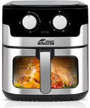 8.5QT Air Fryer, Upgraded Family Size Capacity, Visual Window, Square Basket Dials Stainless Steel Air Fryers, Reheat Leftovers, - M & M Global
