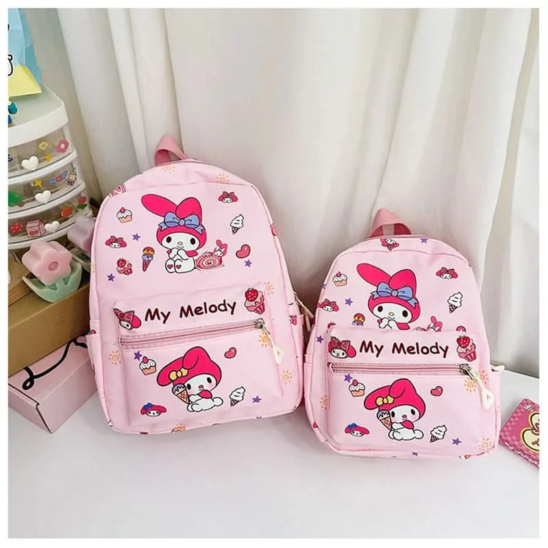 Sanrio Kuromi Hello Kitty My Melody Cinnamoroll Cartoon Backpack Cute Pompom Purin Pochacco School Bag For Adults Kids Sac A Dos - M & M Global