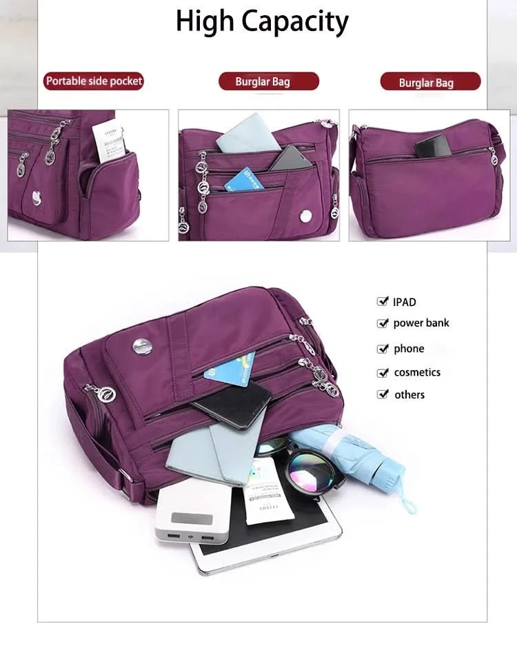 Large Capacity Women Crossbody Bag Waterproof Tote Casual Nylon Shoulder Bag Purse Handbag Lightweight Travel Messenger Bag - M & M Global