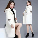 Lamb Fur Double-Sided Velvet Coat Women's Korean Embroidered Thickened Mid-Length Woolen Windbreaker Autumn Winter New Arrival