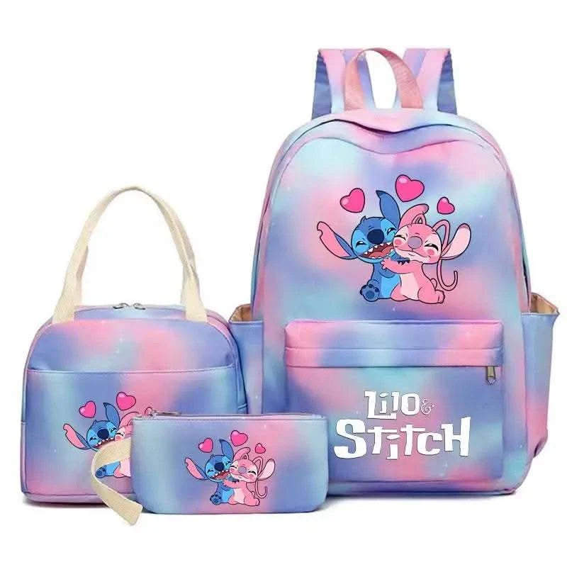 3Pcs Lilo Stitch Colorful Backpack Set With Tote and Pouch Large Capacity Lightweight And Breathable Outdoor Knapsack - M & M Global