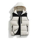 Men Autumn Thicken Cotton Sleeveless Vests Jacket Coat Mens Winter Warm Detachable Hat Outwear Waistcoat Hooded Vest Jacket Male