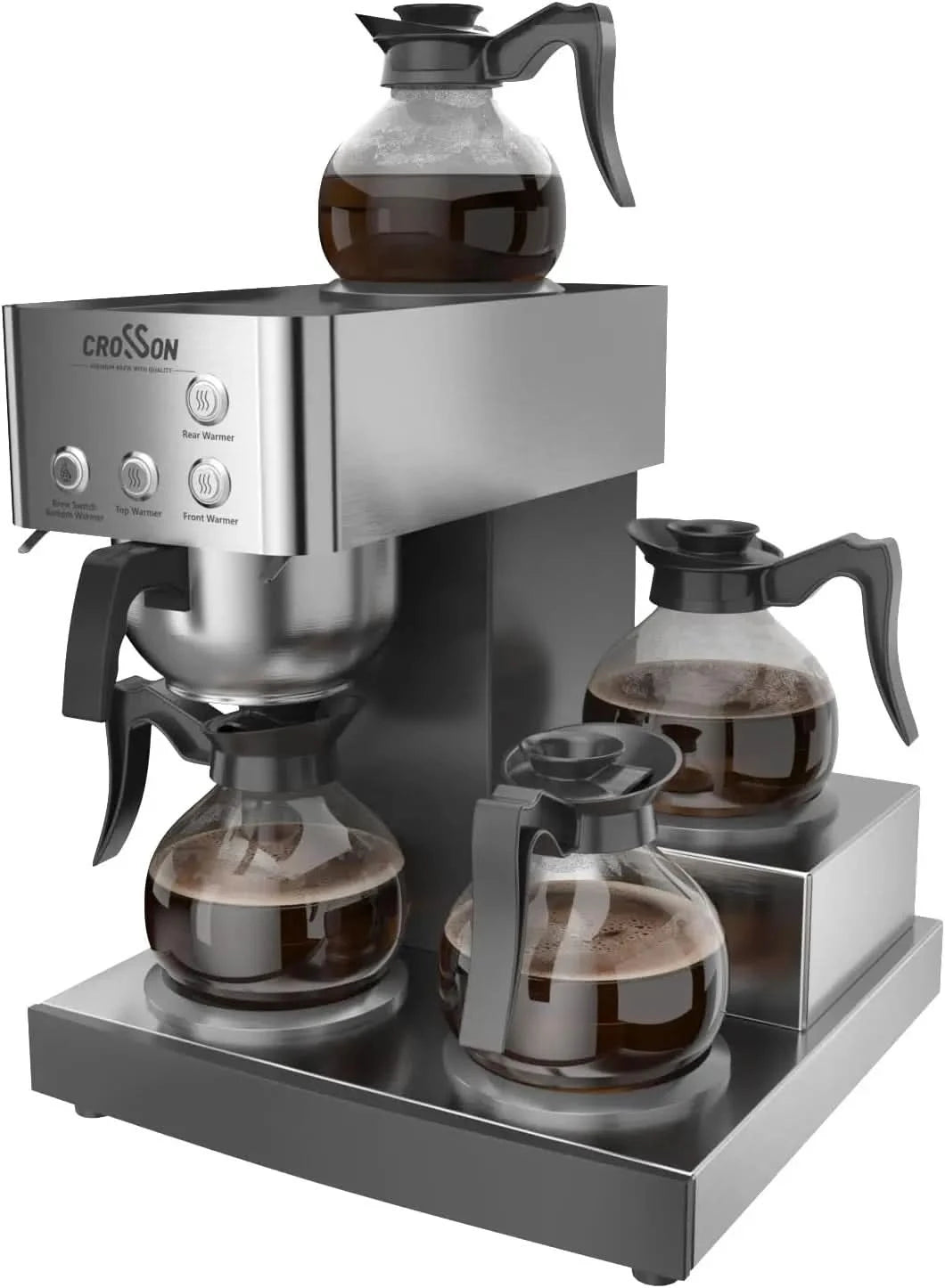 12 Cup Commercial Coffee Brewer with 4 Warmers & 4 Glass Decanter,Pour Over Drip Coffee Maker with Stainless Steel Housing and 3 - M & M Global