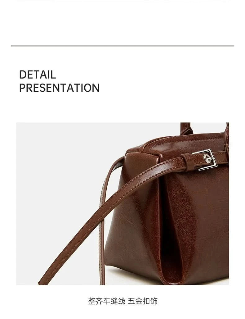 Genuine Leather Women's Baguette Bag Niche Retro Motorcycle Trend Cool belt Handbag New Luxury Design Shoulder Underarm Bag - M & M Global