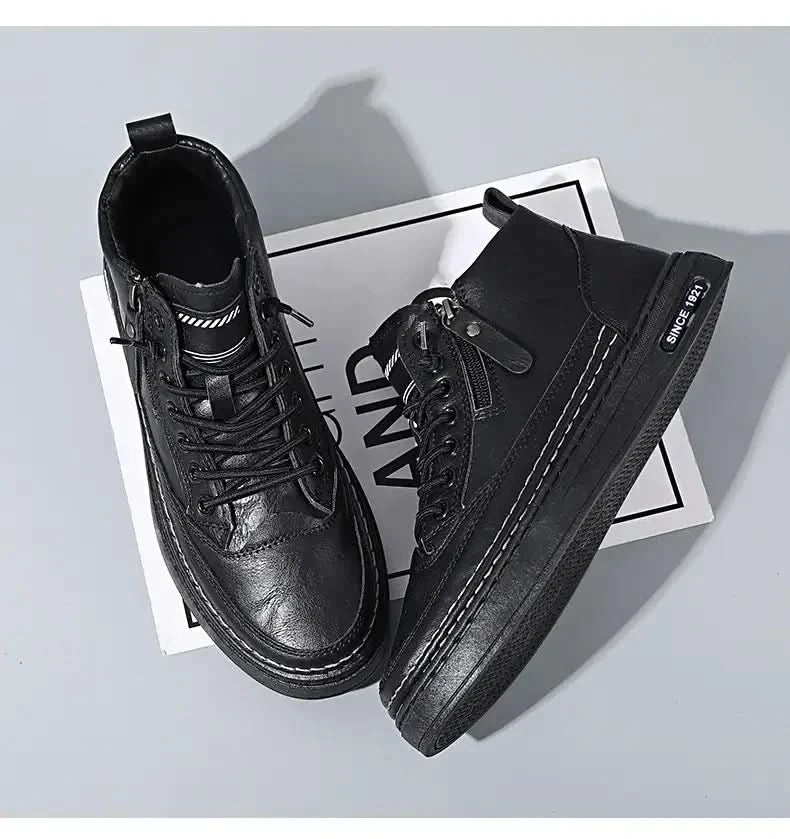 Men Boots Winter High Top Leather Shoes Fashion Cotton Shoes Fashion Ankle Boots Business Casual Outdoor Shoes Male Sneakers New - M & M Global