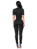 New Autumn and Winter 2025 Short Sleeve V Neck  Bodycon Jumpsuit Full Lengt Rompers Women Jumpsuits