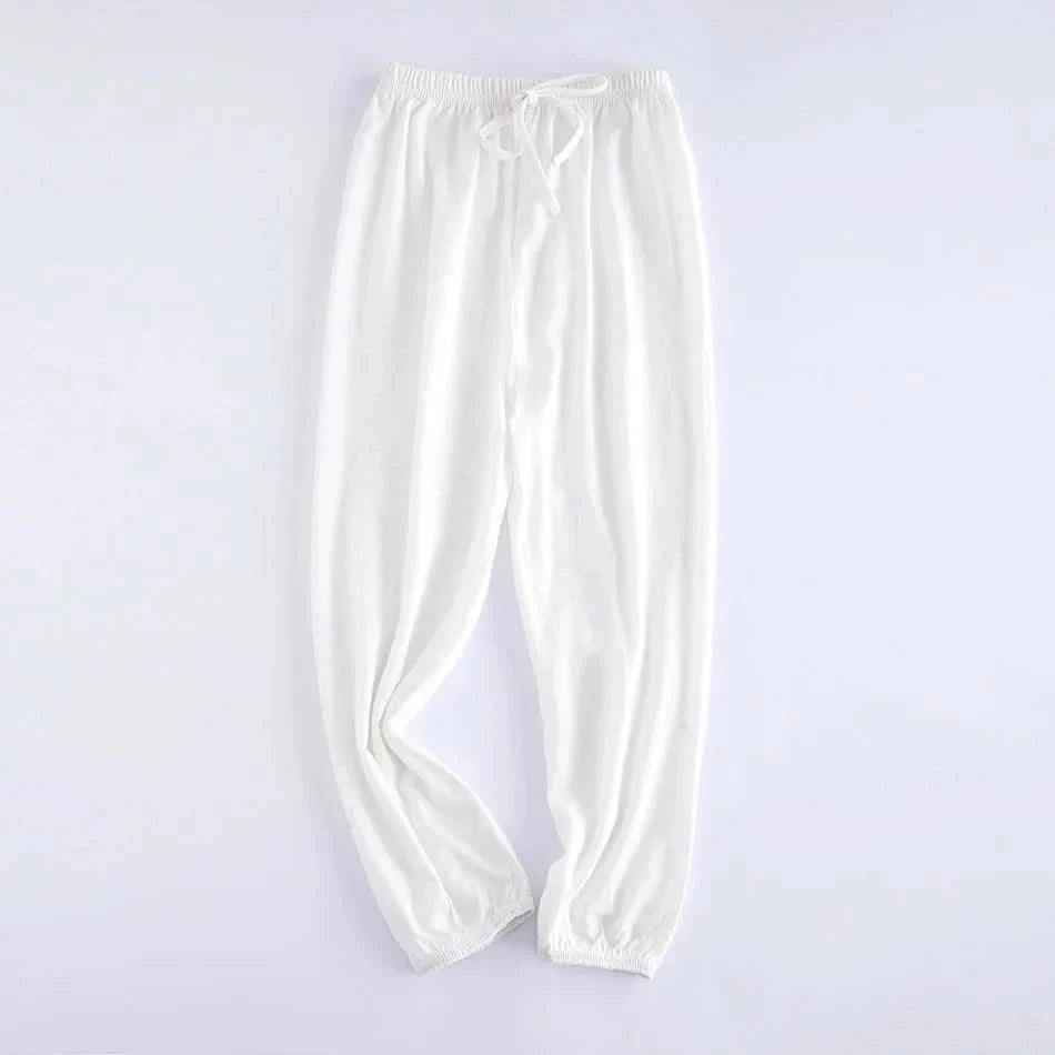 Boy Girl Breathable Bamboo-Cotton Long Pants for Children Unisex Style Elastic Waist Summer Sleepwear Kids Nightwear Trousers - M & M Global
