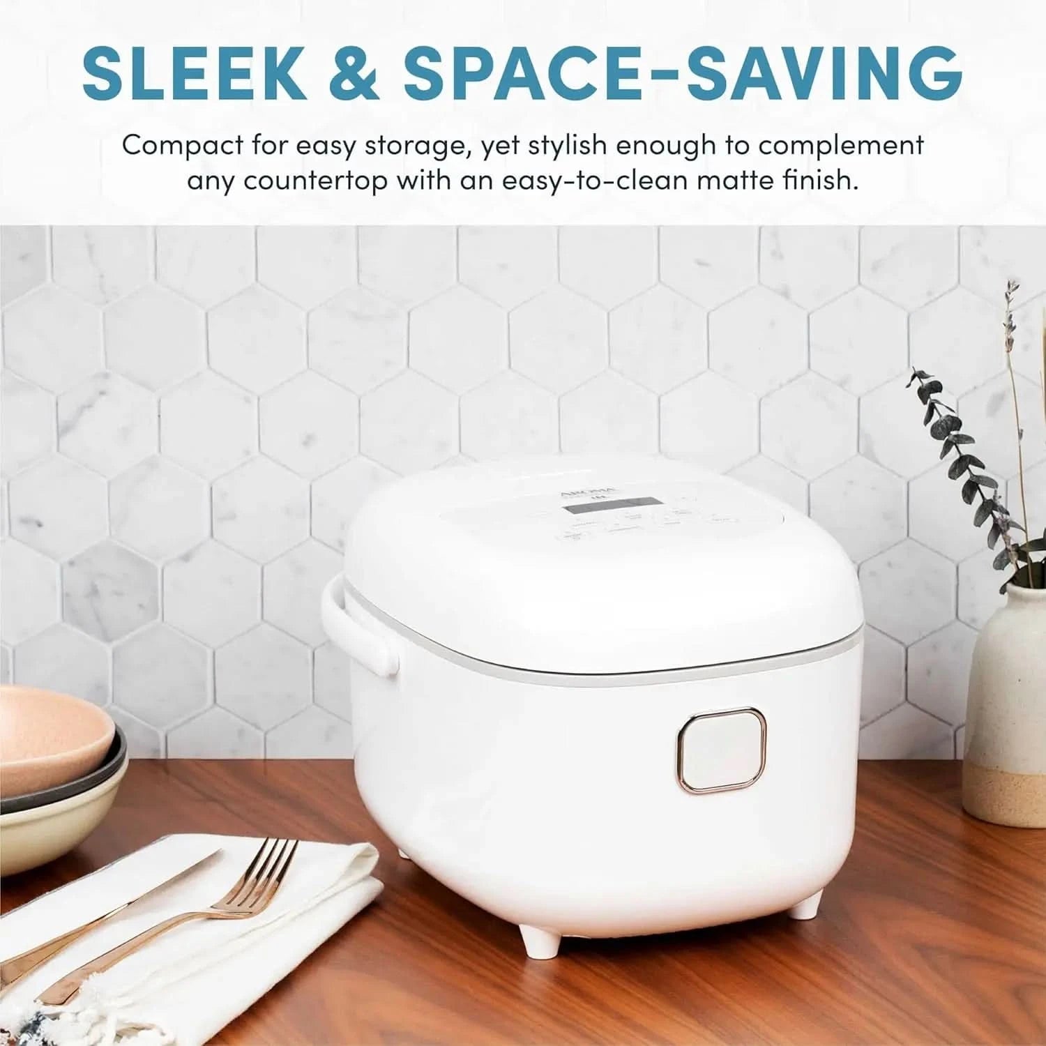Housewares Professional 8-Cups (Cooked) / 2Qt. 360° Induction Rice Cooker & Multicooker (ARC-7604), White - M & M Global