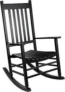 Outdoor Rocking Chair Set, Wood Porch Rocker, 2 Wooden Rocking Chair With Outdoor Side Table, Perfect for Indoor or Outdoor, All