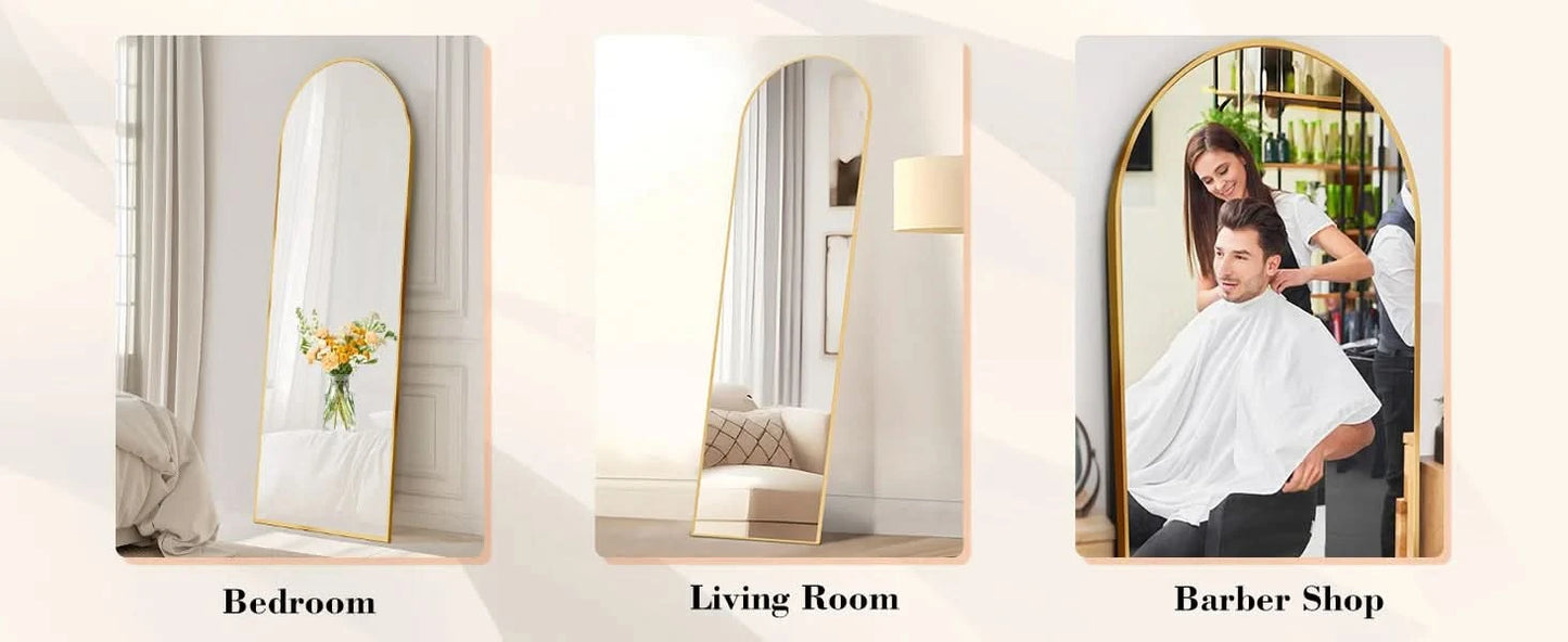 JHK Full Body Wall Mirror 59"x16" Standing Hanging or Wall-Mounted Mirrors with Stand Aluminum Alloy Frame For Bathroom Bedroom