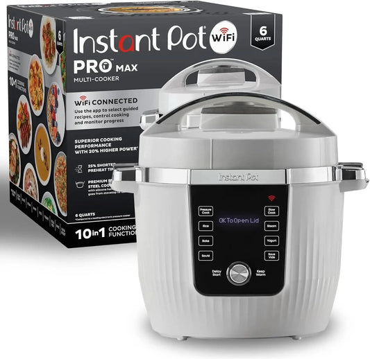 PRO Max Wi-Fi Smart 10-in-1 Pressure Cooker, Steamer, Saute, Warmer, Rice Cooker, Yogurt Maker, Sous Vide, Baker, NutriBoost - I - M & M Global