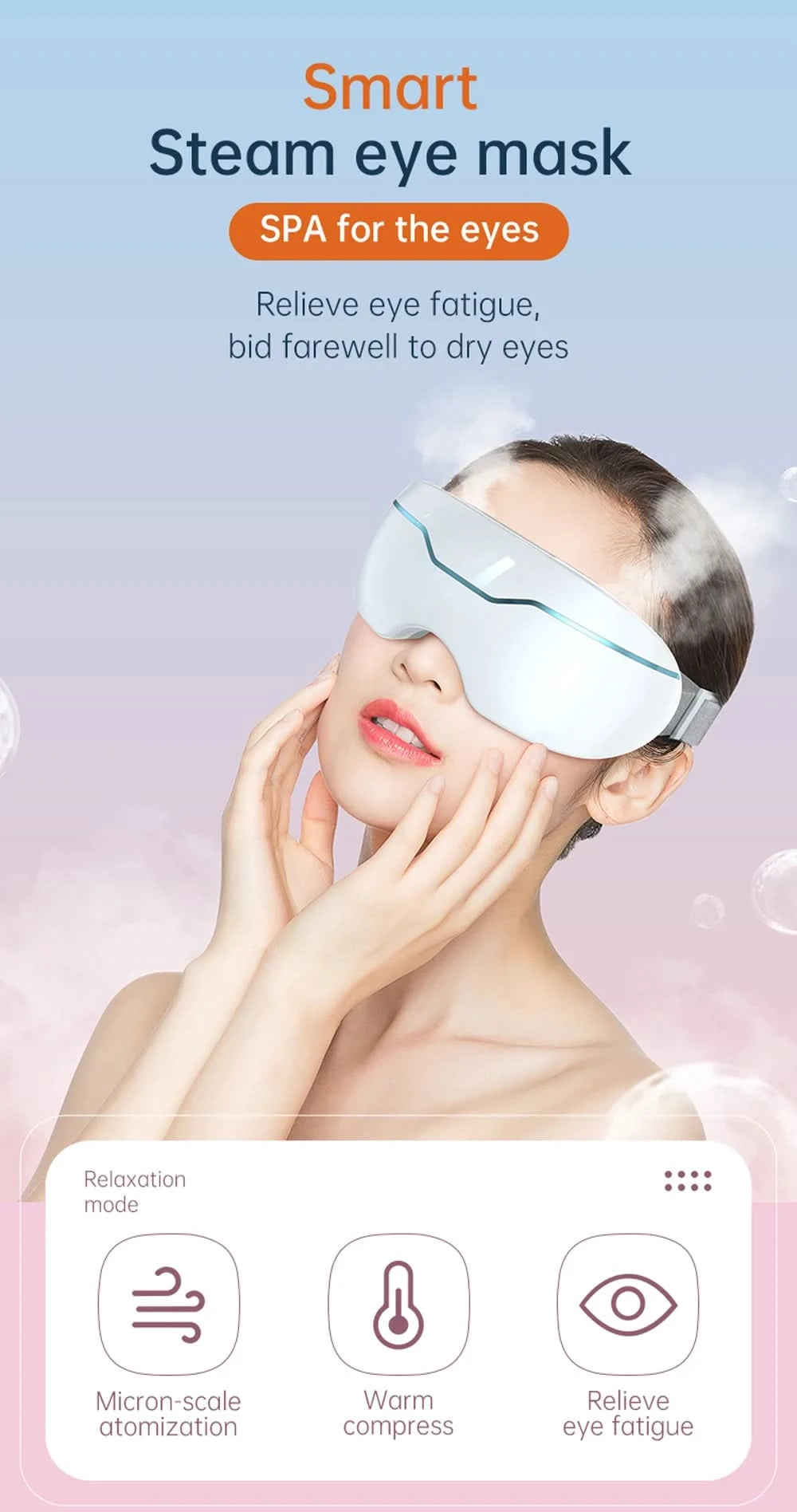 Electric Nano Steam Eye Massager Atomizing Eye Acupressure Massage Relieve Fatigue Dark Circles Improve Sleep Eye Care Machine - M & M Global
