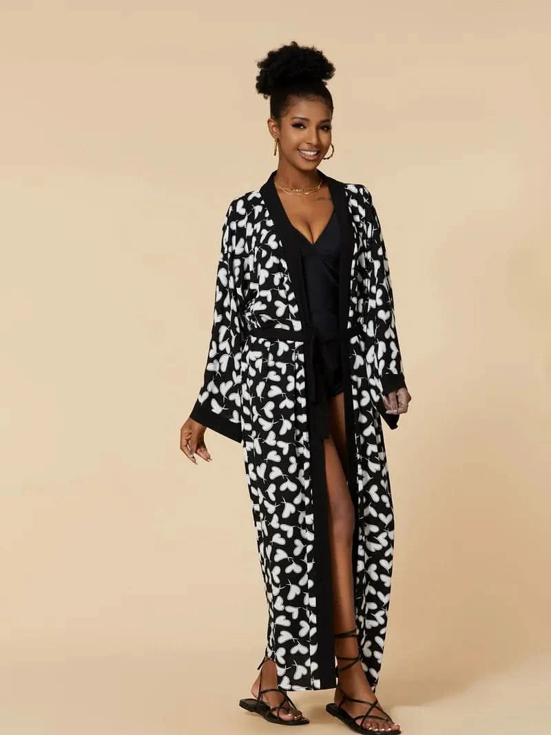 Para Praia Kimono Beach Robe 9 Colors Bikini Cover Ups Beachwear Femme Long Dress Sarong Women Loose Cardigan Swimsuit Covers - M & M Global