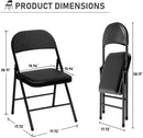6 Pack Black Folding Chairs with Padded Cushion and Back for Outside Portable Stackable Commercial Foldable Chairs