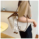 Straw Beach Bag Vintage Handmade Woven Shoulder Bag Raffia circle Rattan bags Bohemian Summer Vacation Casual Bags - M & M Global