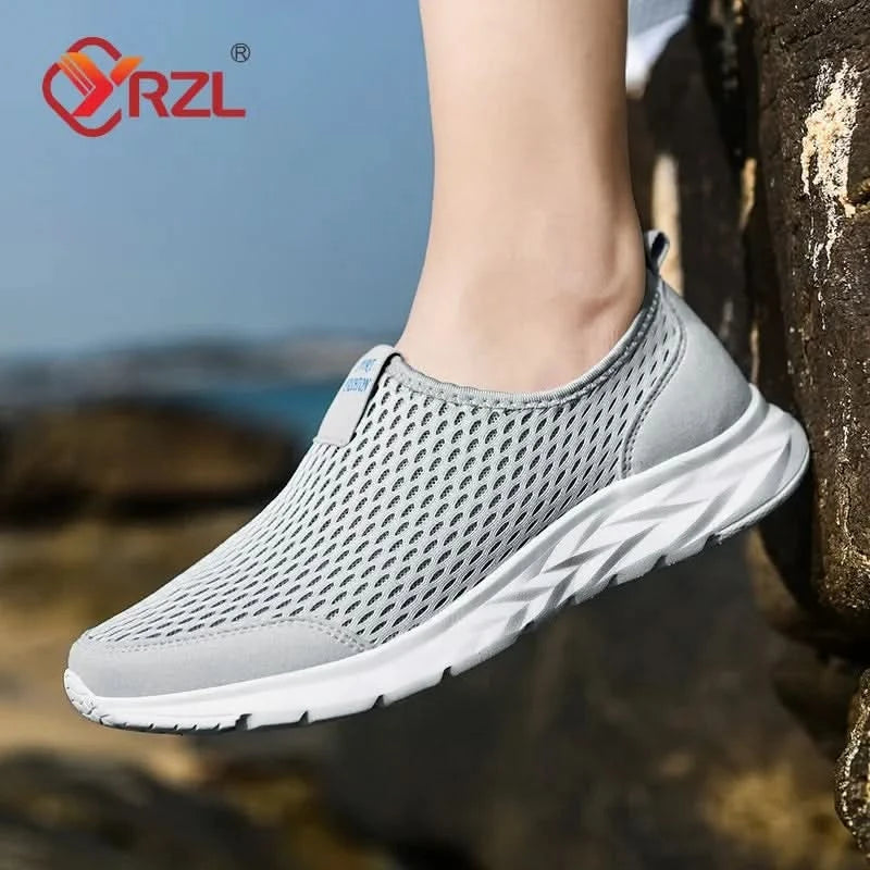 YRZL Men's Sneakers Breathable Mesh Men Casual Shoes Outdoor Non-Slip Big Size Loafers Walking Lightweight Male Tennis shoes - M & M Global
