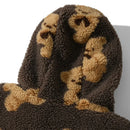 Thickened Hooded Casual Sweatshirt Women's Plush Pocket Cartoon Bear Zipper Pocket Sweatshirt Comfortable Korean Style Long S...