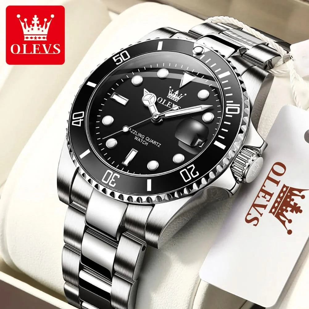 OLEVS Watches for Men with Date Luxury Big Face Waterproof Mens Wristwatch Analog Dress Two Tone Stainless Steel Man Watch - M & M Global