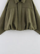 Women's Bomber Jackets Coats Fashion Turn-down Collar Long Sleeve Loose Coats Vintage Female Outerwear Chic Tops