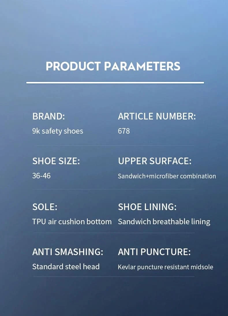 Slack-stab-proof work shoes with elastic buttons and lace-up