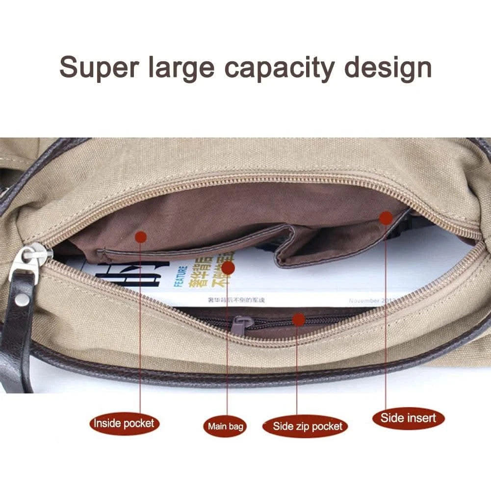 Classic Men Shoulder Bag Men's New Canvas Messenger Bag Outdoor Leisure Travel Multi Pockets Satchel Handbags Men's Designer Bag - M & M Global