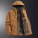 Winter Men's Fleece Warm Down Parkas Fashion Men Cotton Thick Padded Coats Men Thermal Windbreaker Hooded Overcoats Clothing