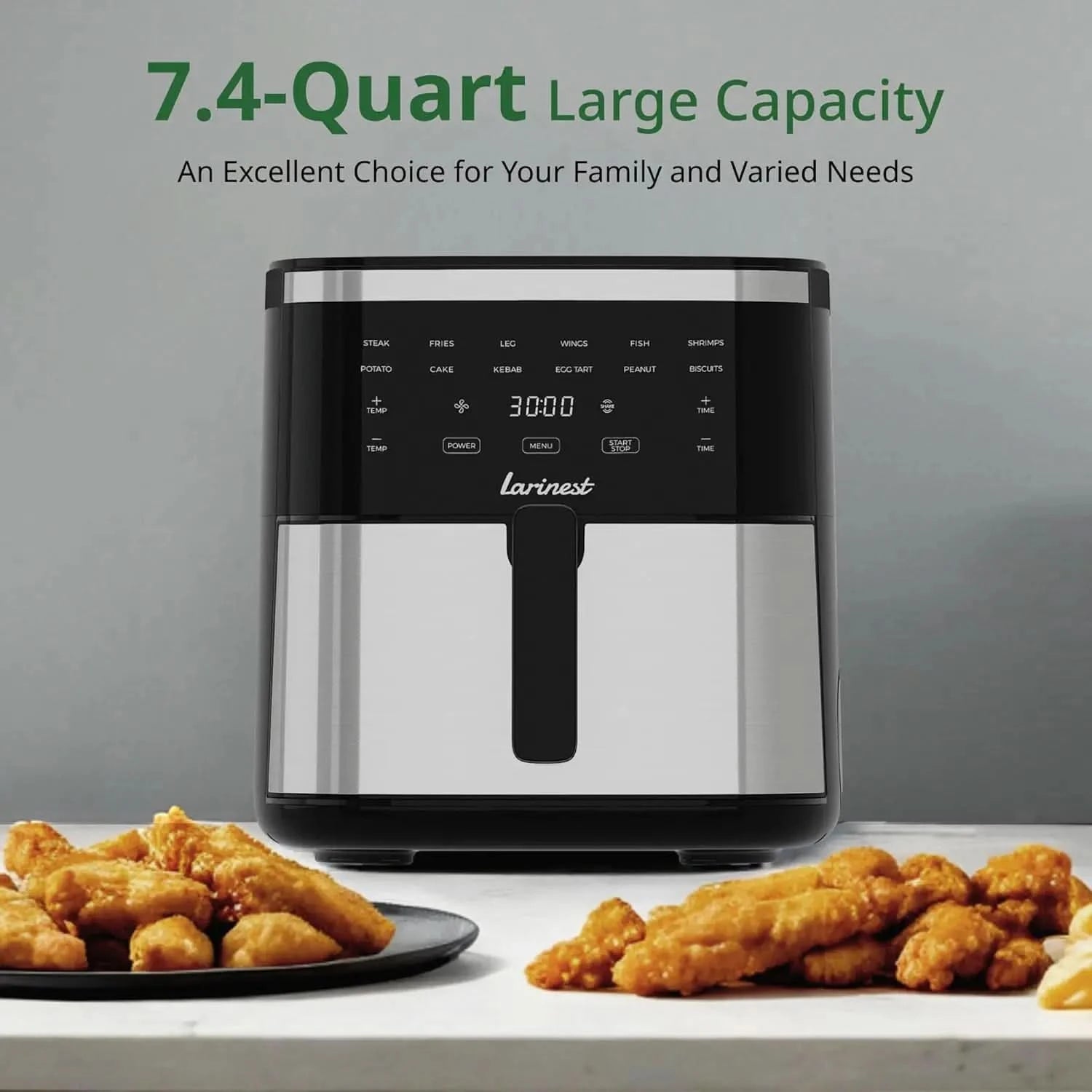 Air Fryer, 7.4-Quart,Crisping, Roasting, Dehydrating, and Reheating Non-Stick,Stainless Steel - M & M Global