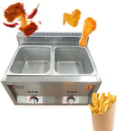12 Liter Dual Tanks Commercial Stainless Steel Deep Fryer High Capacity Professional Gas Countertop Kitchen Frying Machine for F - M & M Global
