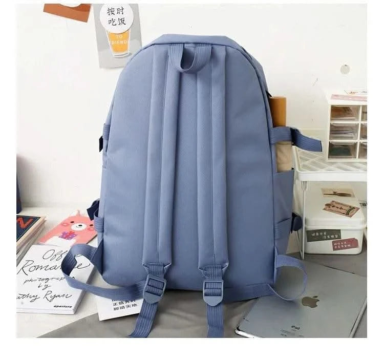 5PCS Kit Backpack Female Fashion Lady High Capacity Waterproof College Trendy Girls Laptop School Bags Cute Girl Travel Book Bag - M & M Global