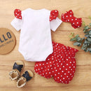 Baby Girl 0-18 Months 3PCS Clothing Set Love Short Sleeve Romper+Polka Dot Shorts+Headband Summer Daily Casual Newborn Baby Girl - M & M Global