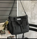 Waterproof Shoulder Bag Women's Multi Pocket Nylon Messenger Bag Preppy Canvas Handbag Women - M & M Global