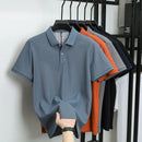 100% pure cotton short sleeved men's polo shirt summer boutique fashion high-quality top solid color collar back striped T-shirt