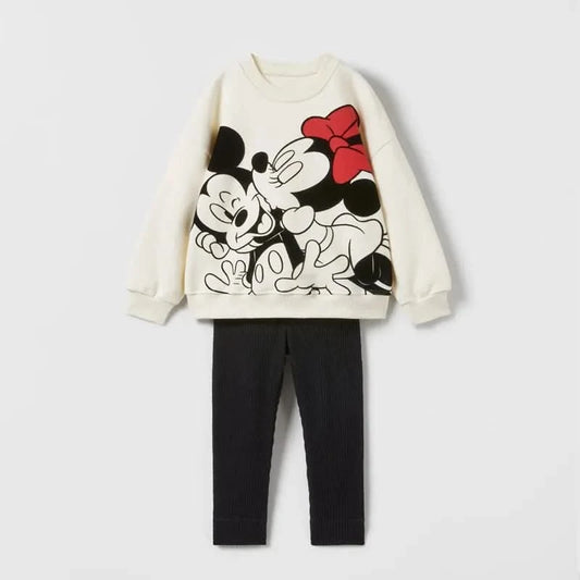 Minnie Mouse Pattern Baby Girl Autumn Sweatshirt Suit Popular Design Tops + Leggings Two Piece Set Kids Clothing Children's Set - M & M Global