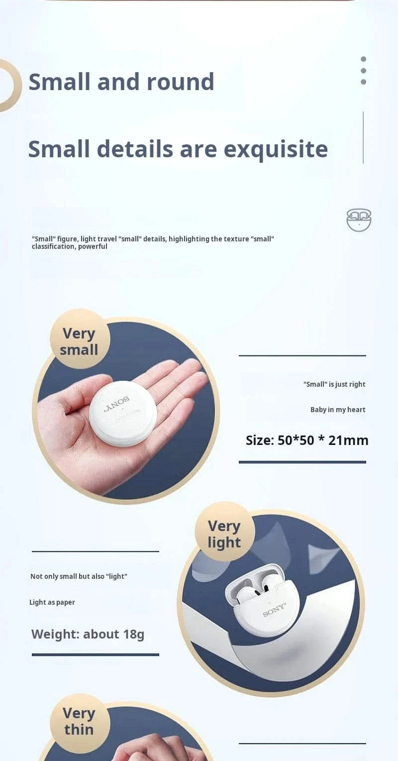 Sony Earphone TWS 9D HIFI Headset Bluetooth Music Earbuds For IPhone Xiaomi IOS Android Wireless Pods Headphones With Mic Cable