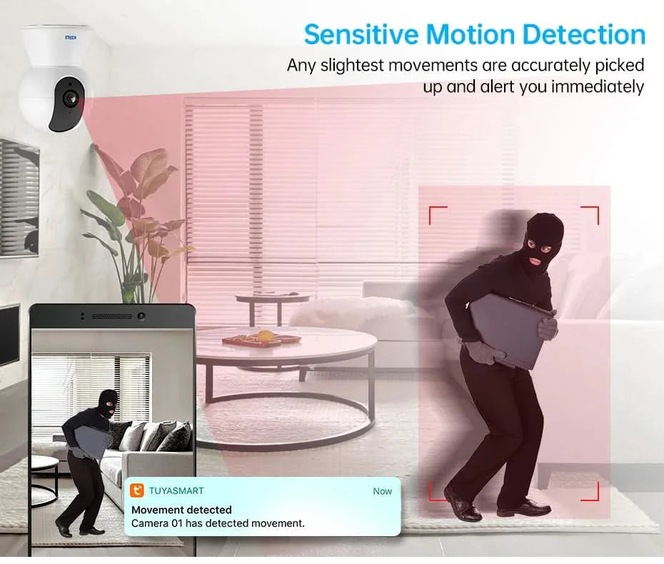 KERUI 5MP 4K Tuya Smart Mini WiFi IP Camera Indoor Wireless Home Security AI Human Detect CCTV Surveillance Camera Auto Tracking - M & M Global