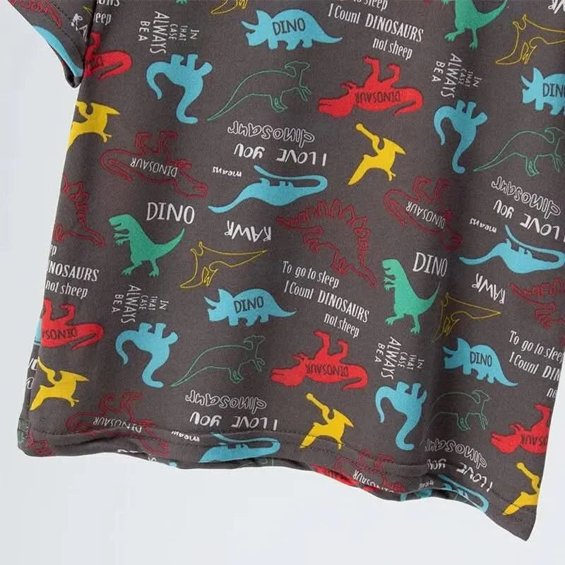 Summer CHILDREN'S Shorts and Short Sleeves 2-piece Cute Dinosaur Home Clothes Boys and Girls Casual Joker Suit. - M & M Global