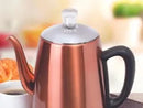 PER12 Stainless Steel Electric Coffee Percolator, 12 Cup, Polished Copper Finish, Dripless Gooseneck Spout, Clear Glass Knob, Br - M & M Global