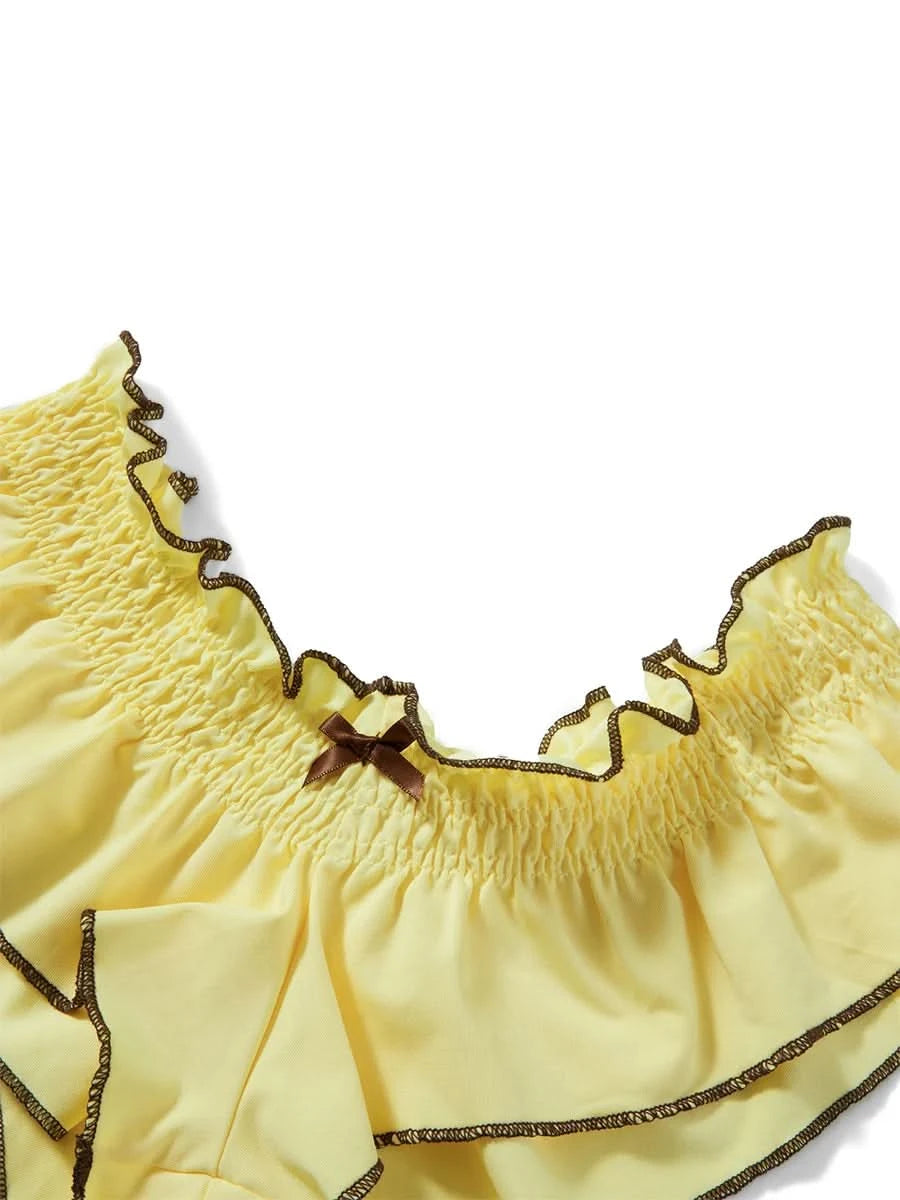 Women Bikini 2024 Patchwork Sleeveless Padded Bra And Frills Thong Bottoms Bikini Women Summer Beach Padded Up Bathing Suits - M & M Global