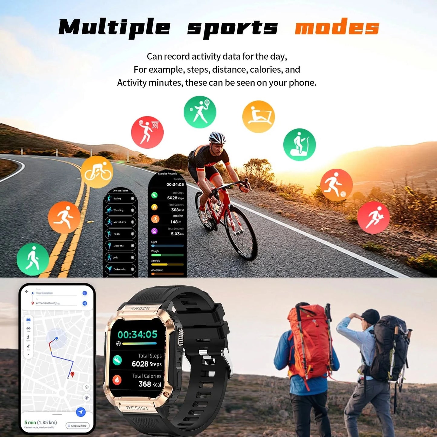 Smart watch with full touch screen, call, message reminder and other functions, compatible with iPhone/Android phones