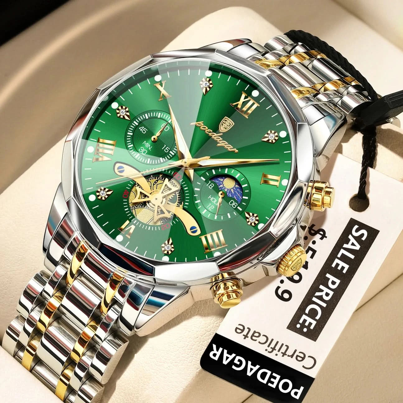 POEDAGAR Luxury Men Watch Top Original Waterproof Luminous Chronograph Man Wristwatch Stainless Steel Quartz Men's Watches Reloj - M & M Global