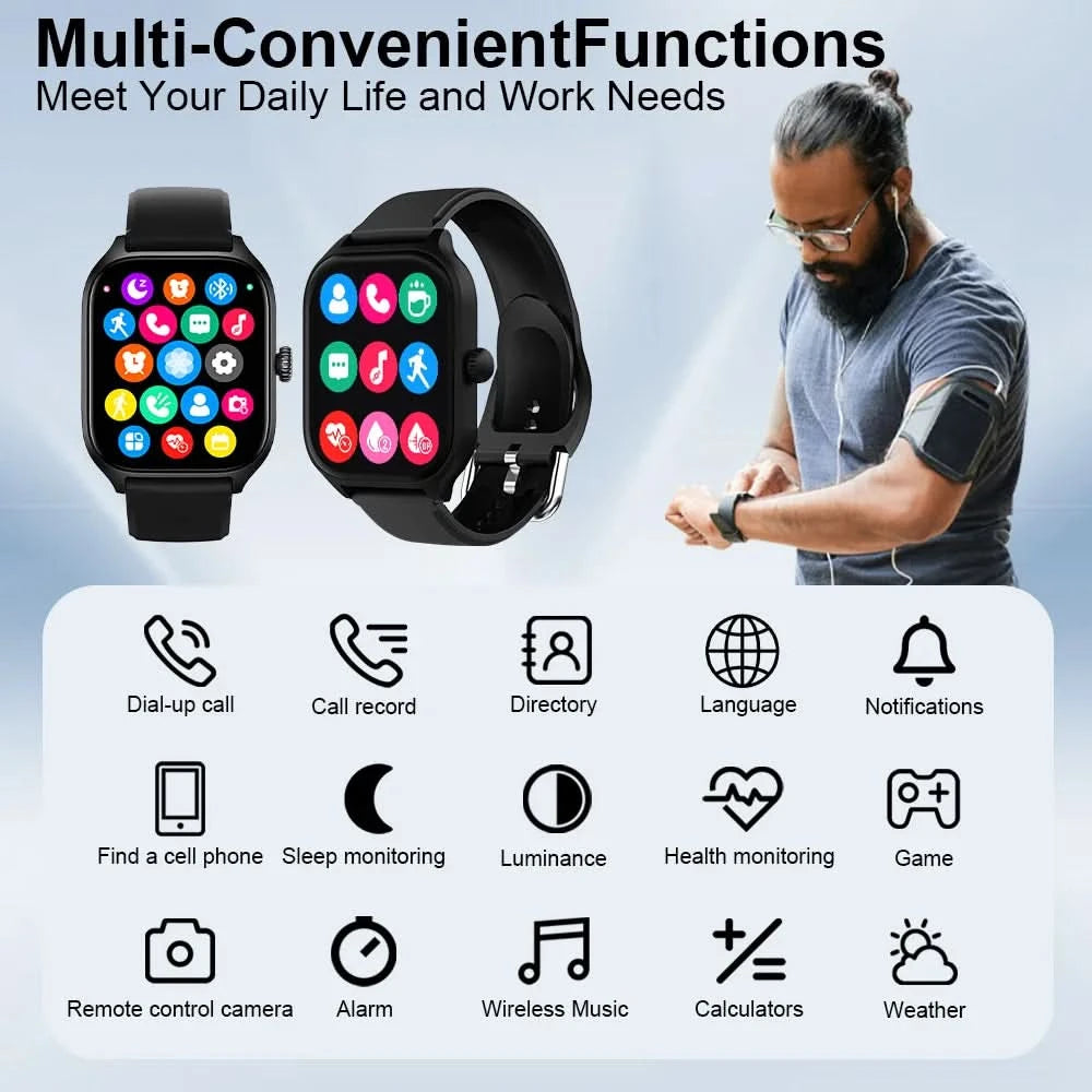 LAXASFIT 2025 New Men's Smart Watch Women's Gift 2.01 inch HD Full Touch Screen Sports Fitness Watch Bluetooth Talk Smartwatch - M & M Global